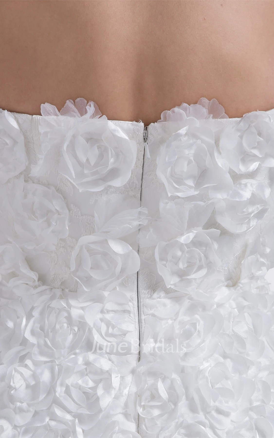 Floral Sweetheart A-Line Gown with Ruffles and Brush Train