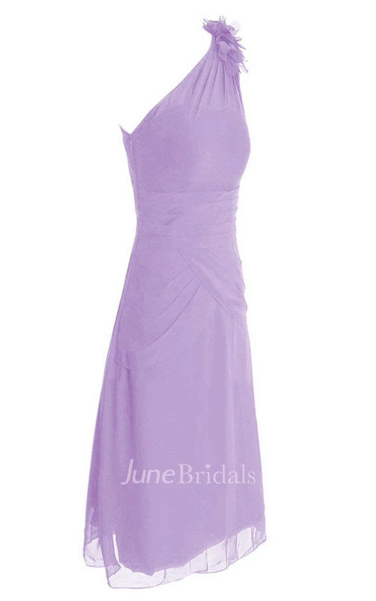 Petal One-shoulder A-line Gown With Ruched Band