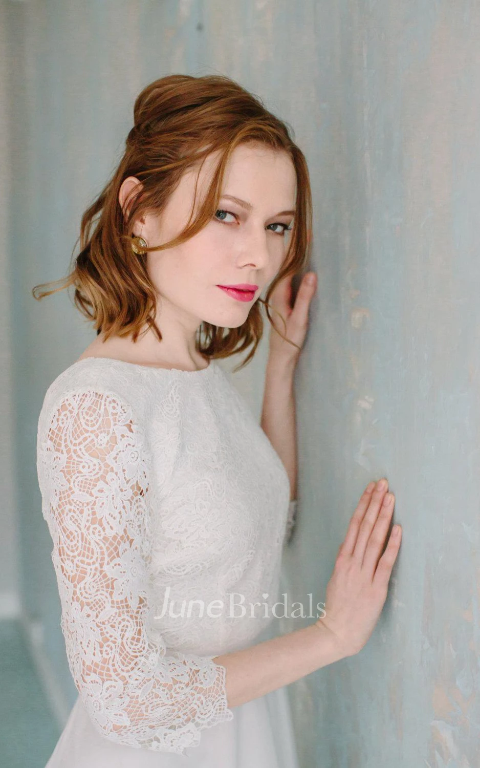 Sheath Half Sleeve Lace Vintage Style Dress With Low-V Back