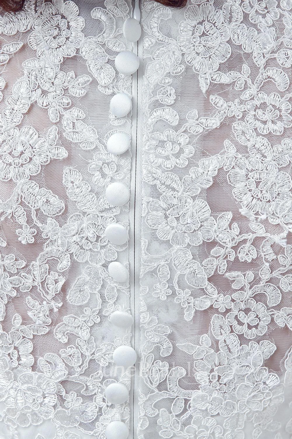 Timeless Lace Appliques Tulle Wedding Dress Cap Sleeve Beadings Zipper