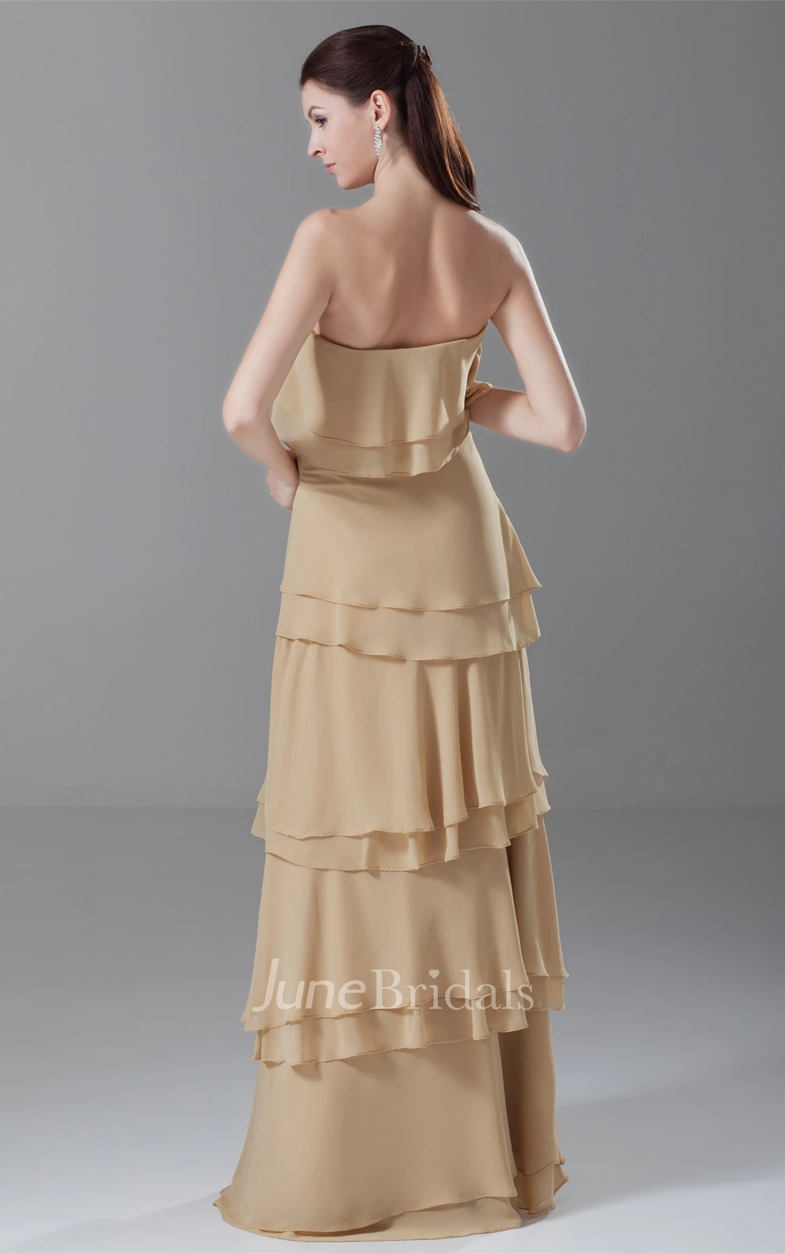 simple layered floor-length chiffon dress with pleats