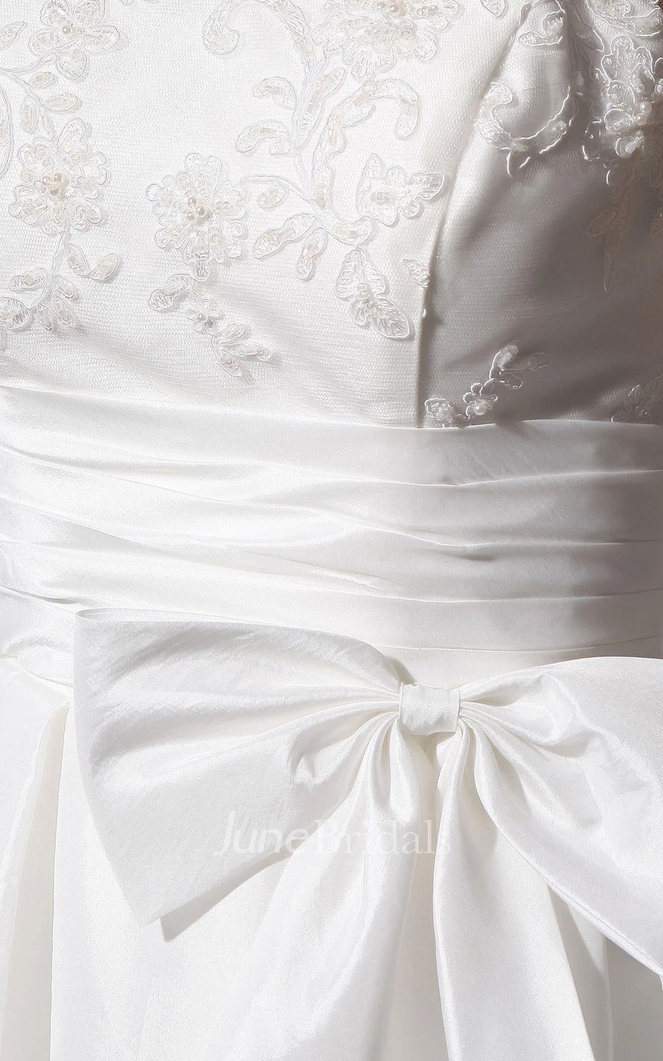 Brilliant V Back Deep Lace Dress With Sash And Bow