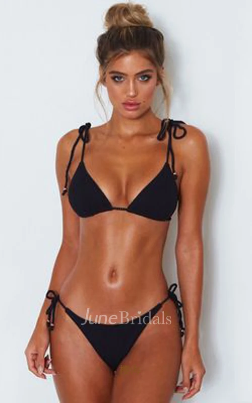 Plain Spaghetti Tied Bikini Set