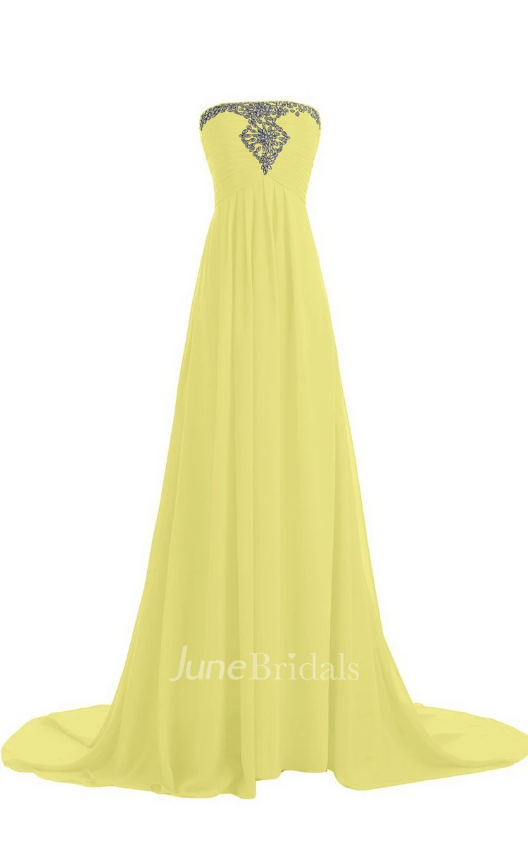 Strapless Court Train With Crystal Trim