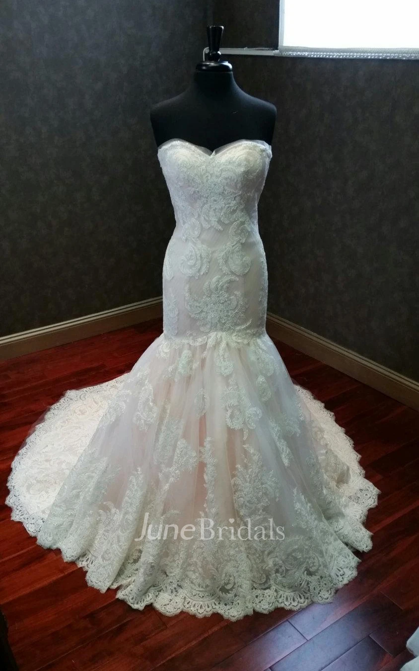 Custom Made Beautiful Mermaid Wedding Dress With Appliques
