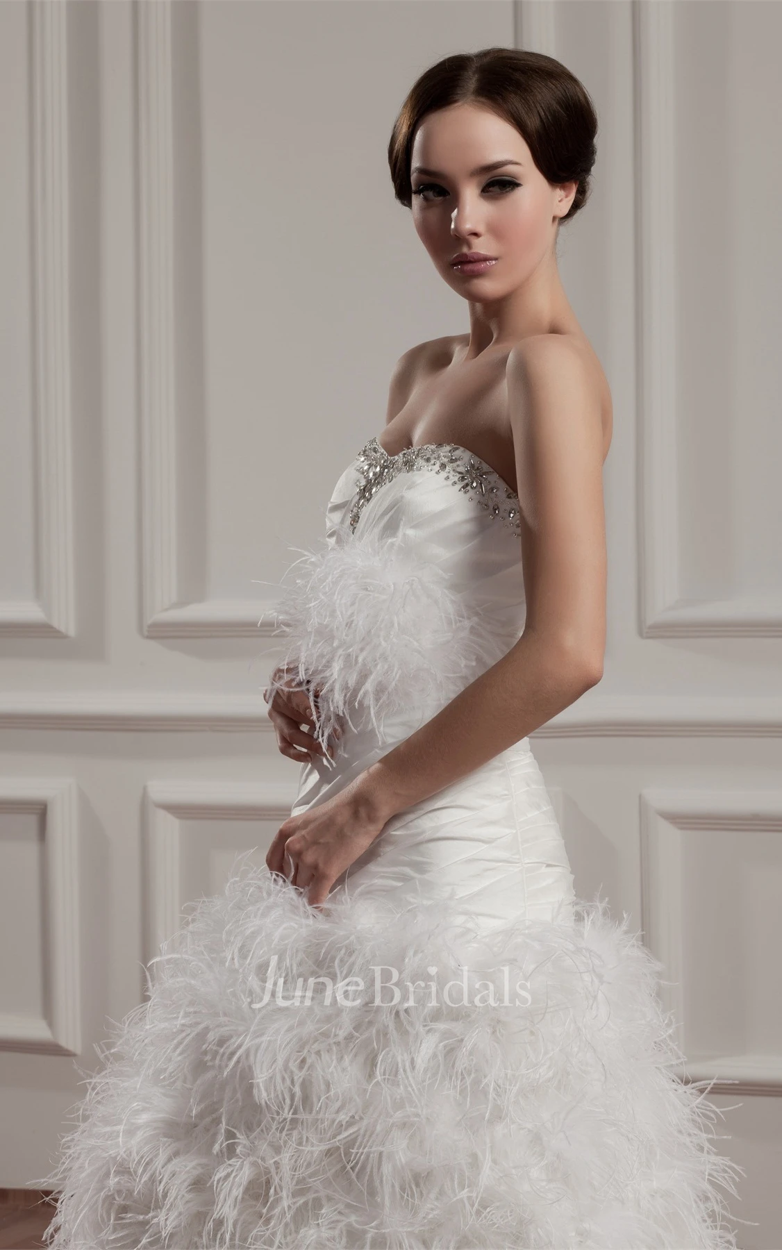 Sweetheart Ruched A-Line Dress with Beading and Fluffy Skirt