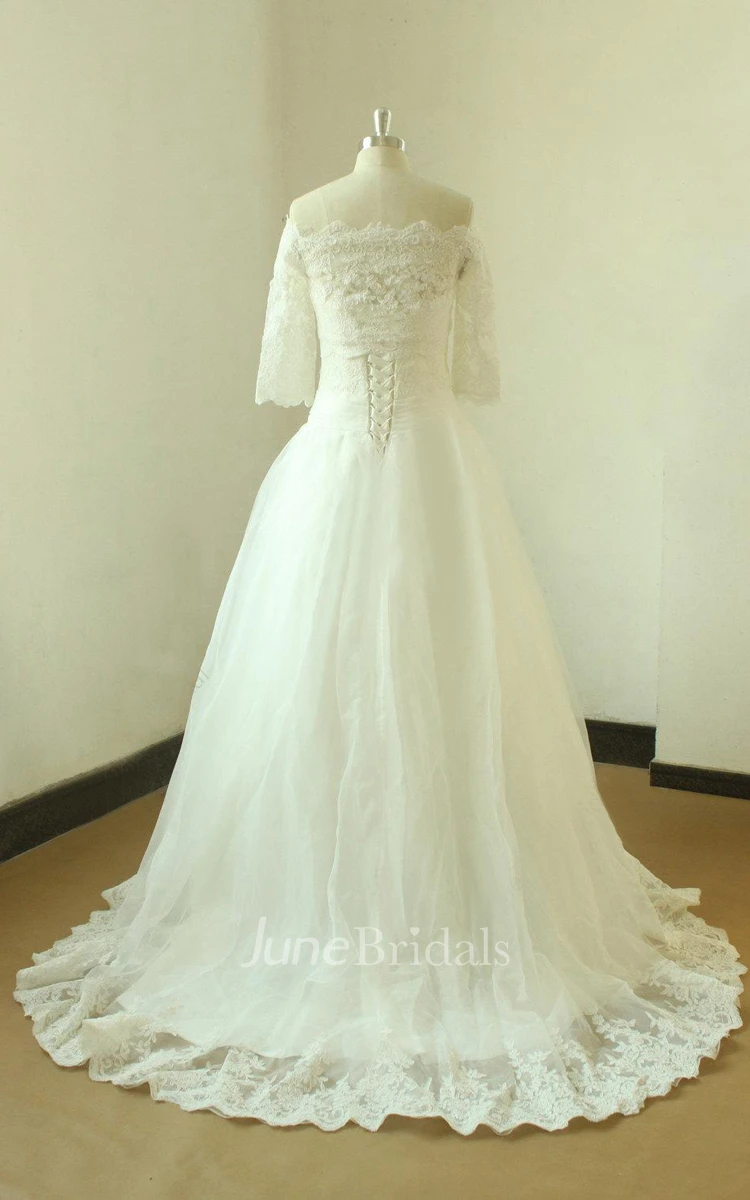 Ivory Modest Vintage Lace Wedding With Removable Bolero Dress