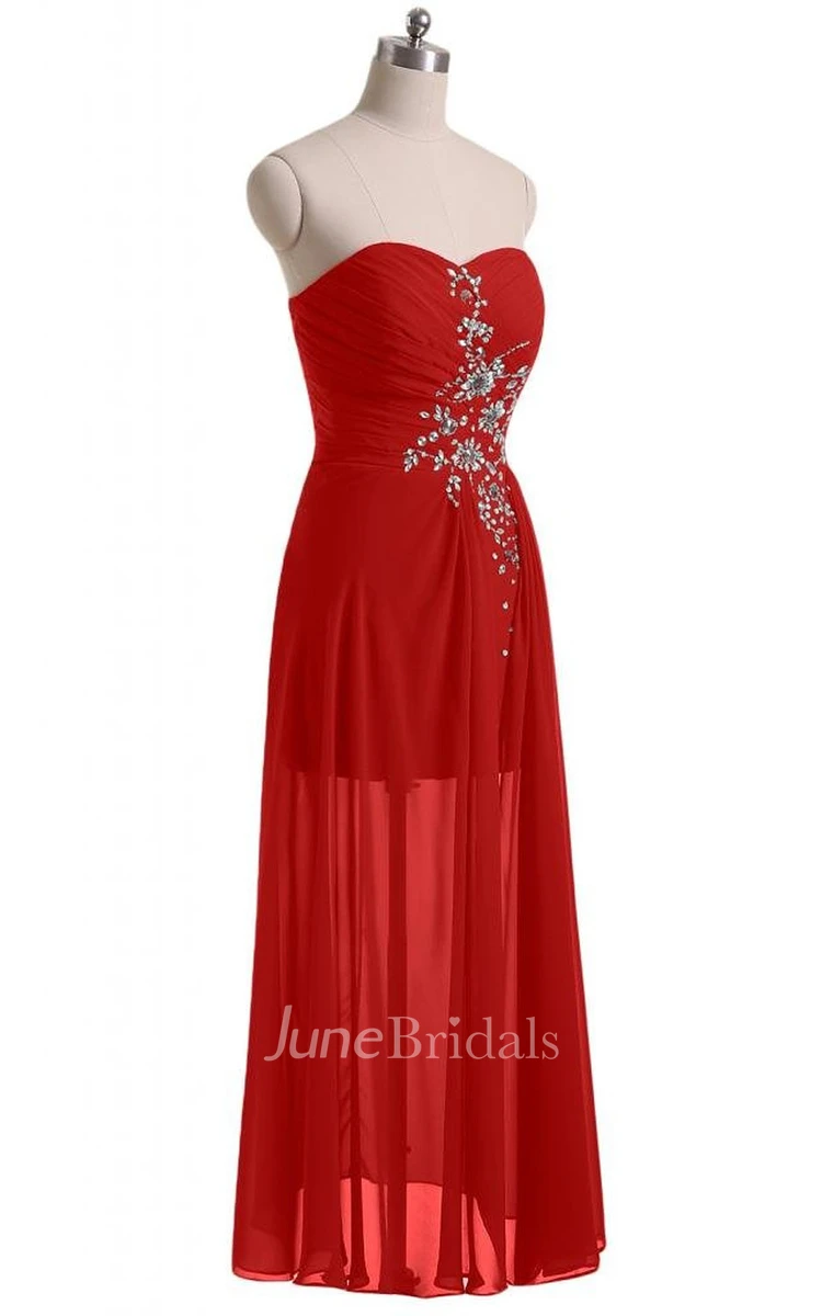 Sweetheart Basque Waist Dress With Crystal Embellishments