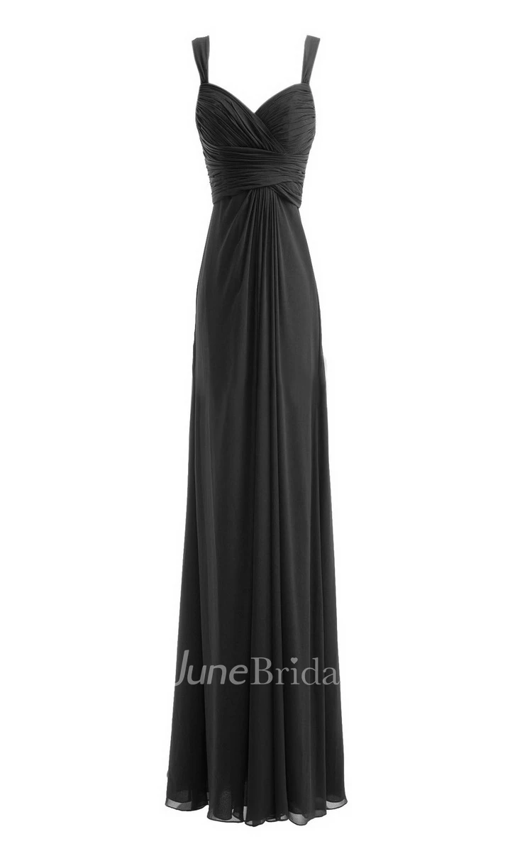 Sleeveless Empire Chiffon Dress With Criss-cross Ruching