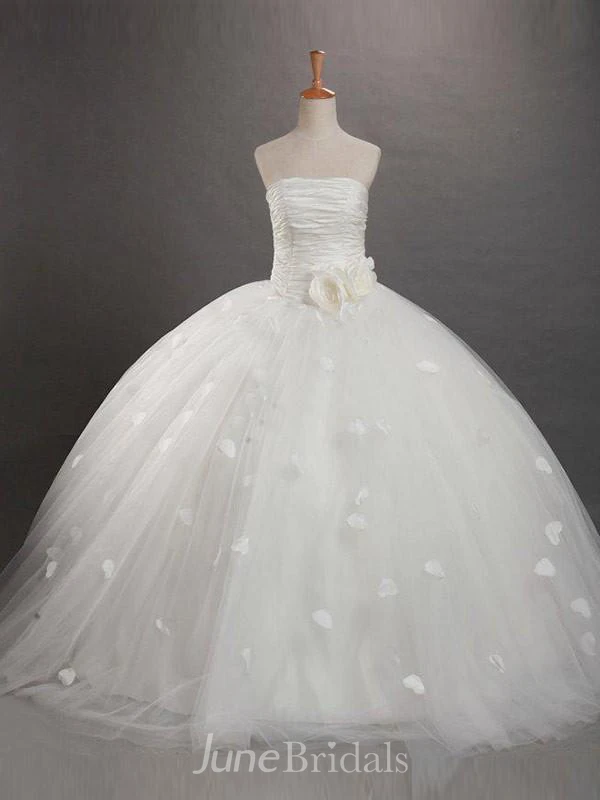 Ball Gown Strapless Ruffles Sleeveless Floor-length Organza Flower Girl Dresses
