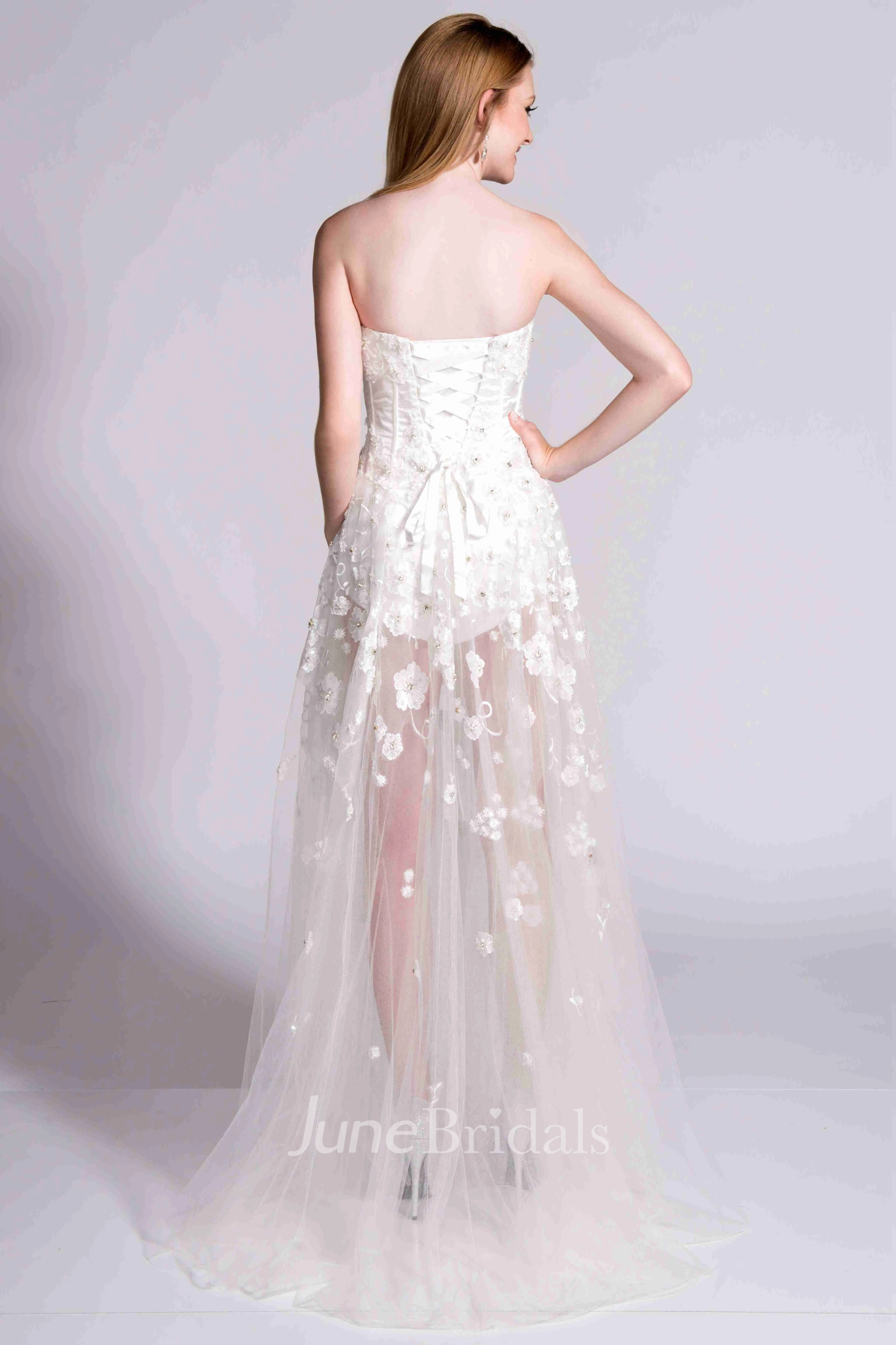 Sweetheart A-Line Tulle Prom Dress With Petals And See-Through Skirt