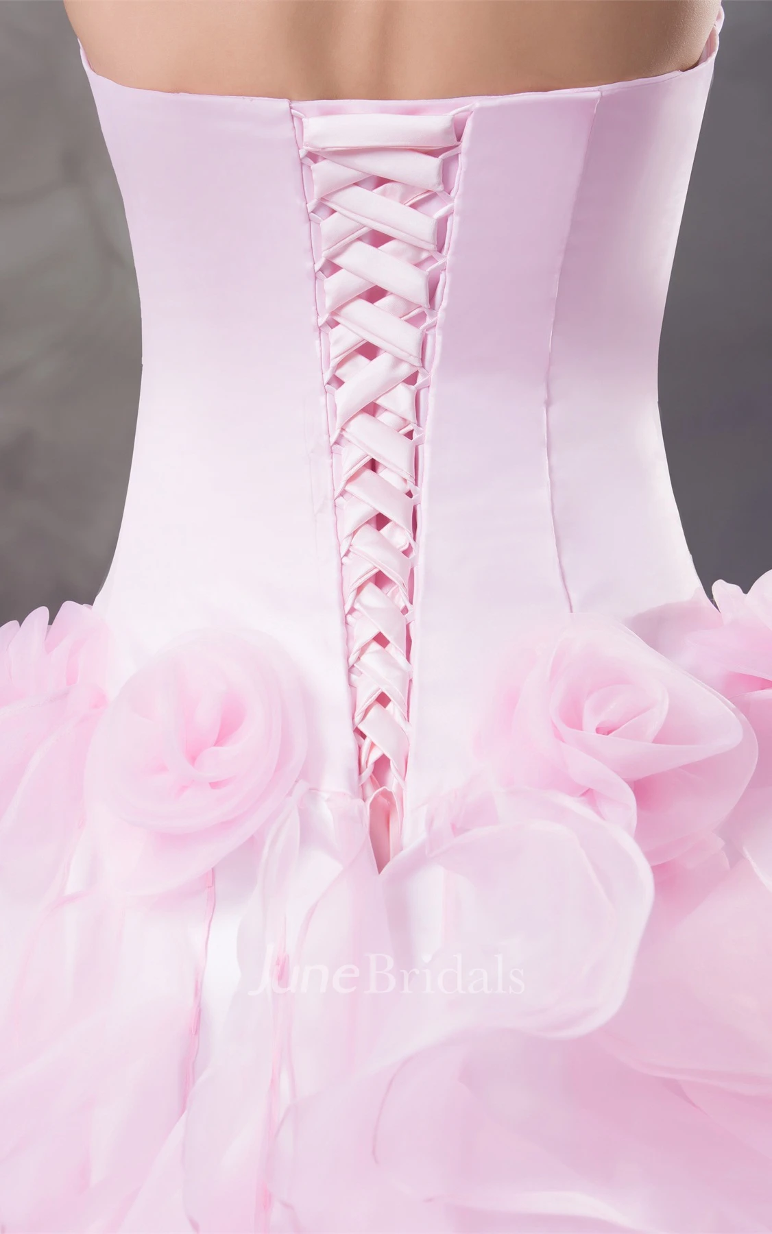 Pastel Front-Split Ruffled Dress with Flower and Halter