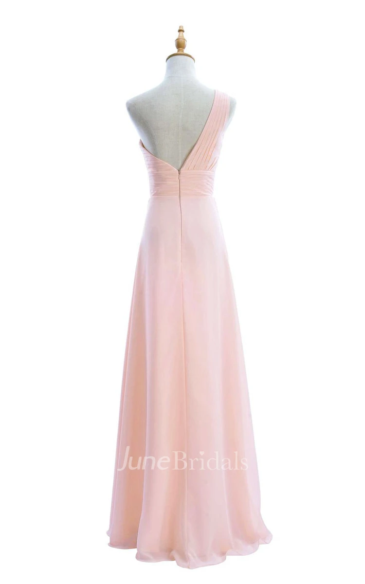 One-shoulder Sweetheart Long Empire Dress With Side Slit