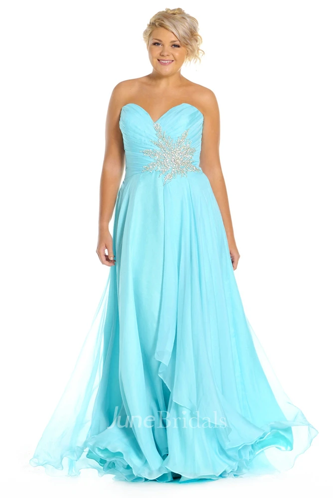A-Line Sleeveless Sweetheart Appliqued Chiffon Prom Dress