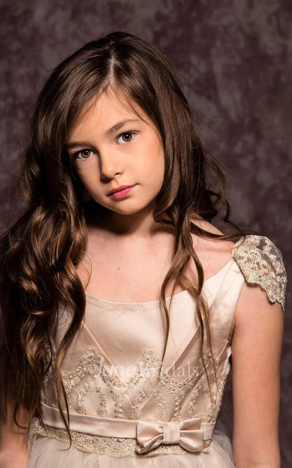 Lace Cap Sleeve Pleated Tulle Dress With Satin Bodice