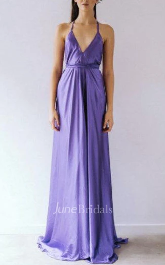 V-Neck Sleeveless Floor-Length Dress With Straps