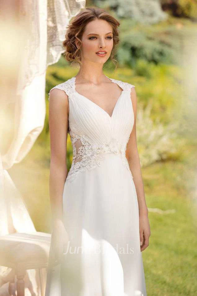 Chiffon Satin Floral Lace Wedding Dress