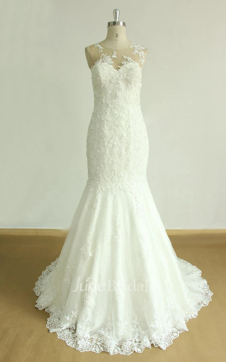 Lace Satin Weddig Dress With Beading