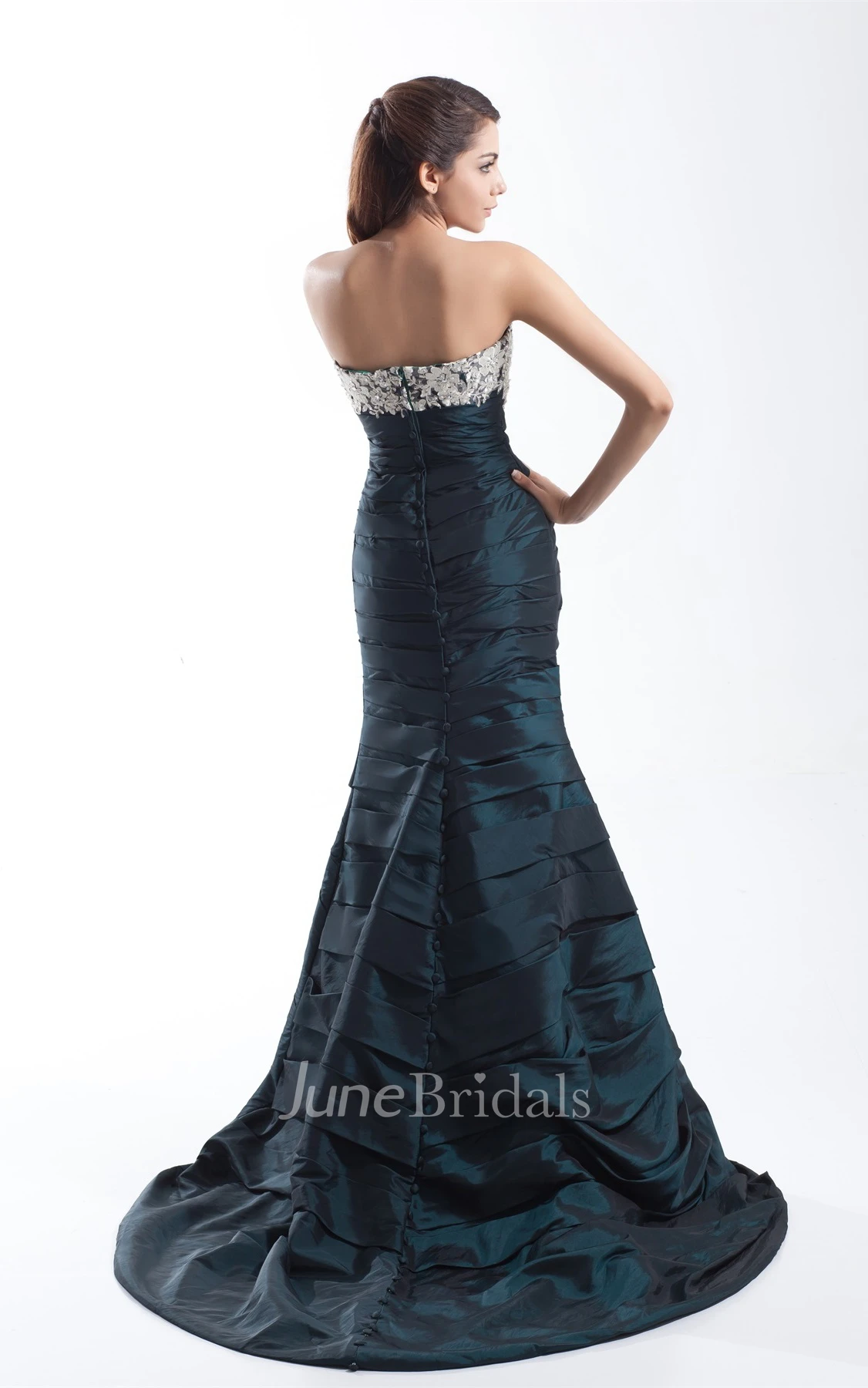 Strapless Mermaid Gown with Lace Top and Ruching