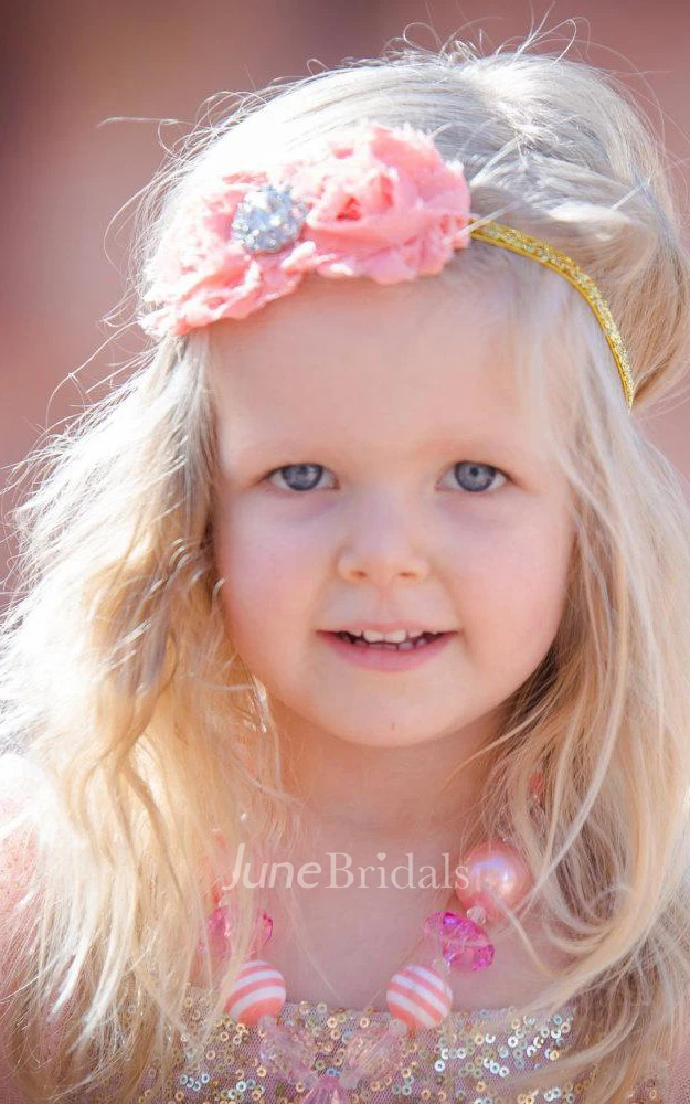 Cap Sleeve Beaded Bodice Tulle Dress With Flower