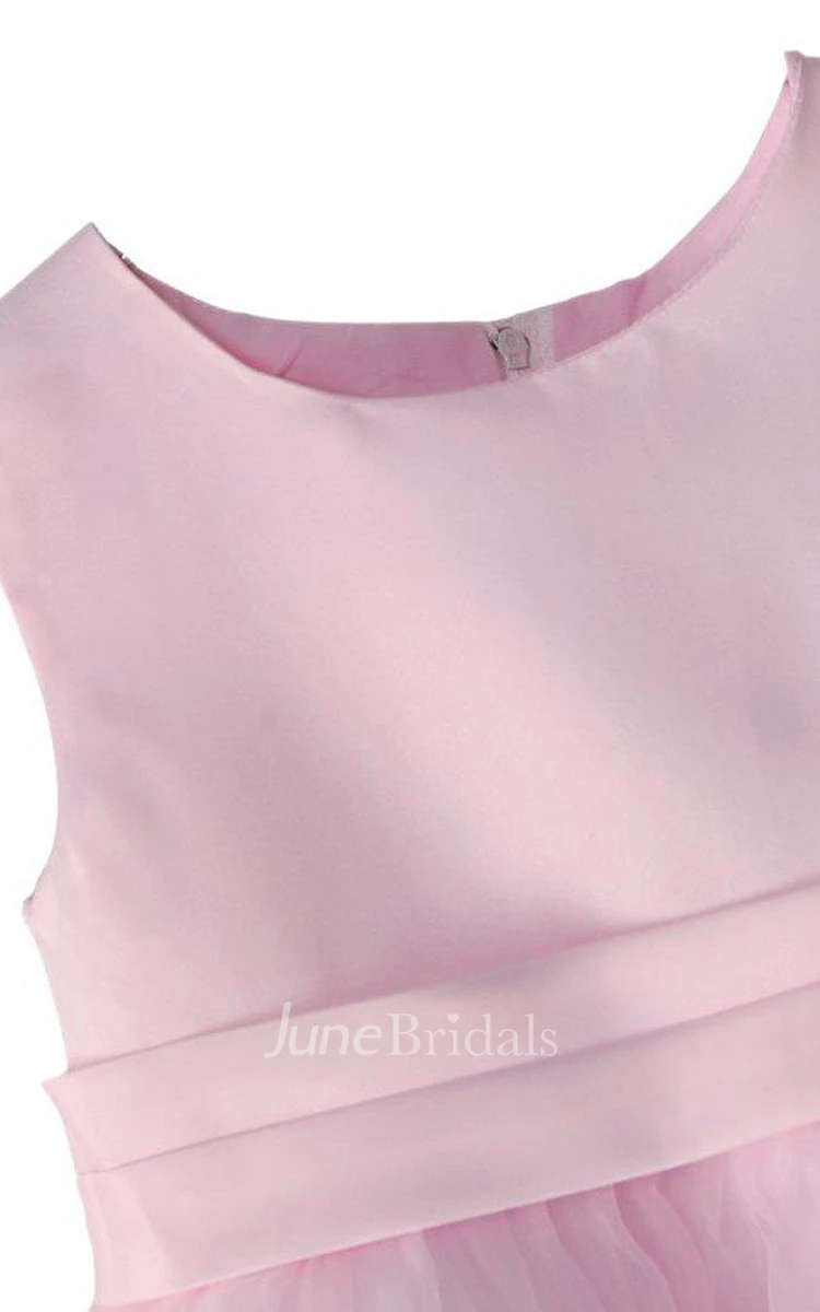 Cap-sleeved A-line Dress With Appliqued Hemline