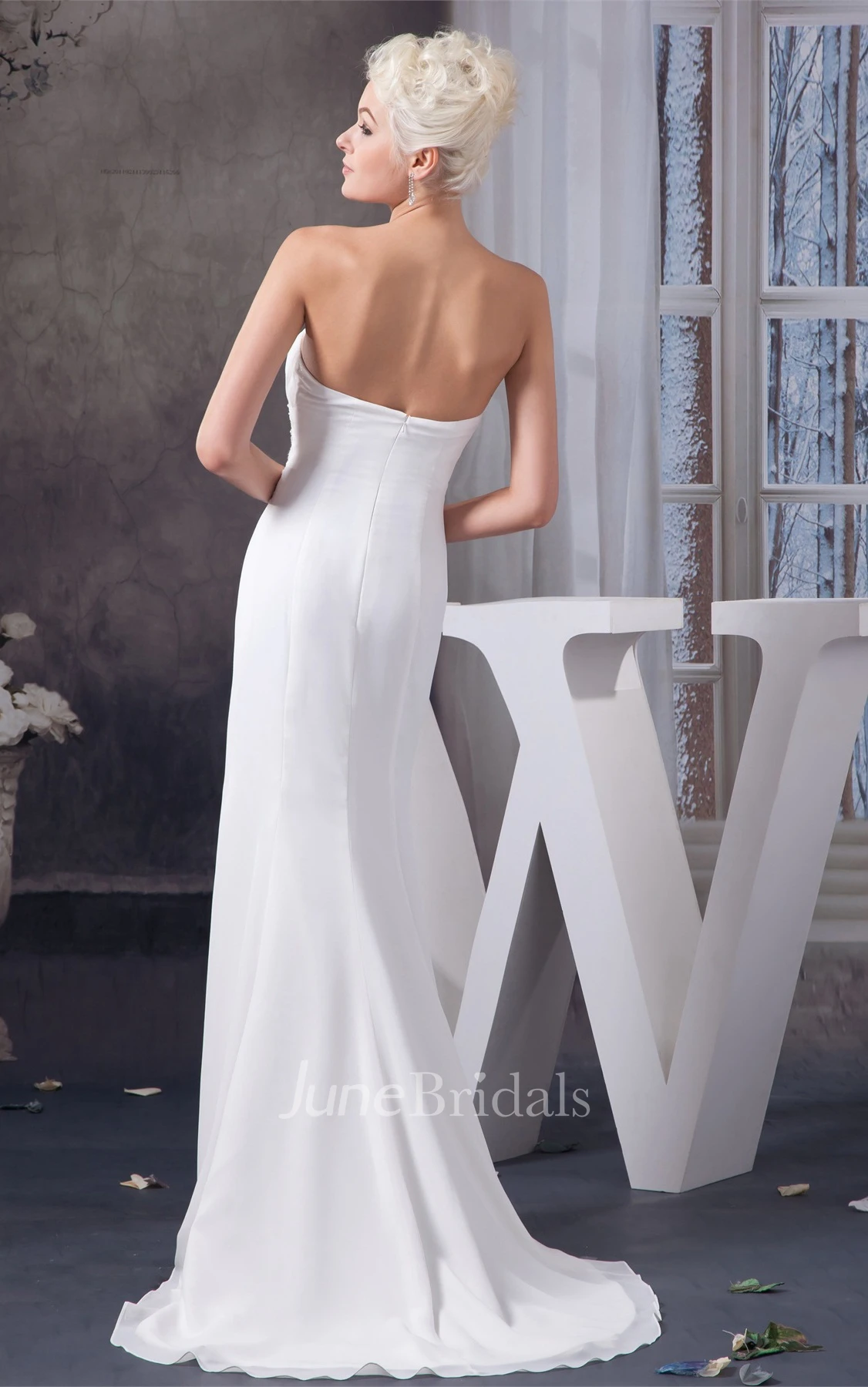 Strapless Chiffon Sheath Dress with Lace and Bolero