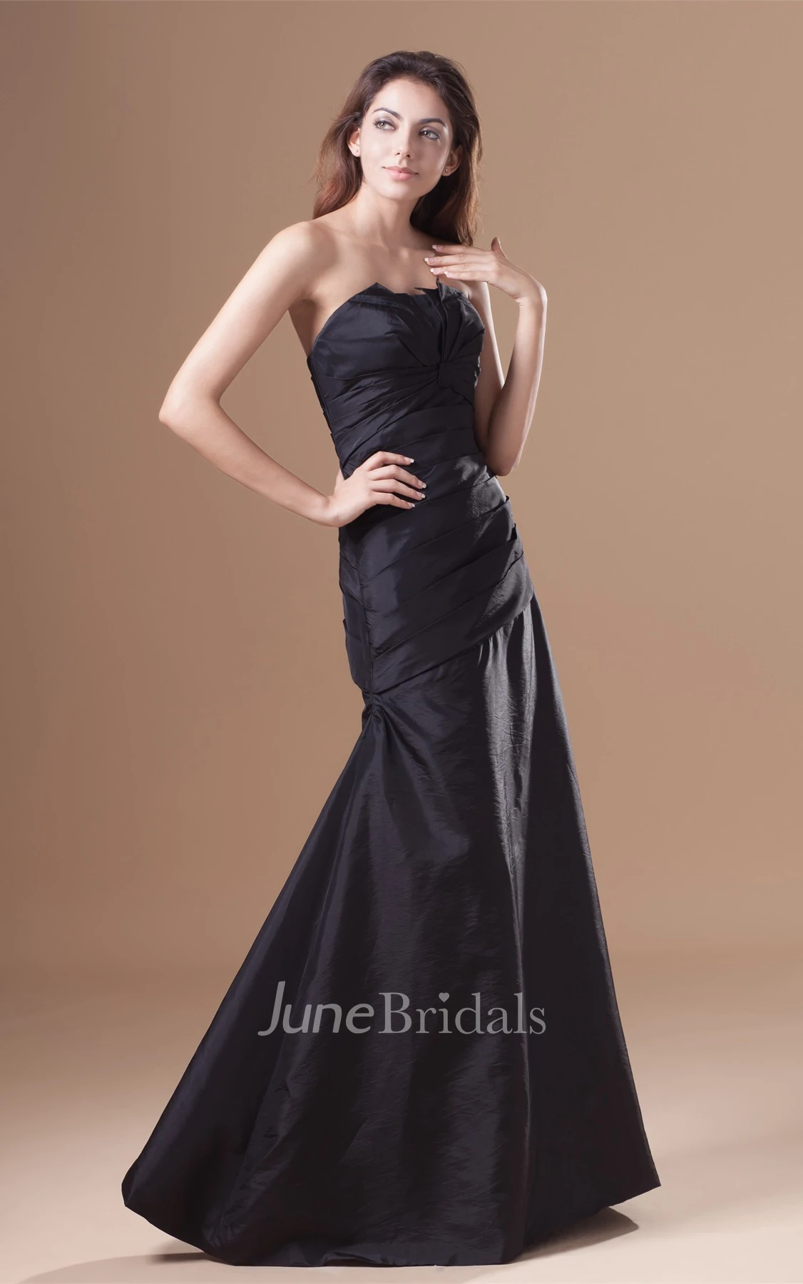 Strapless A-Line Floor-Length Dress with Central Ruching