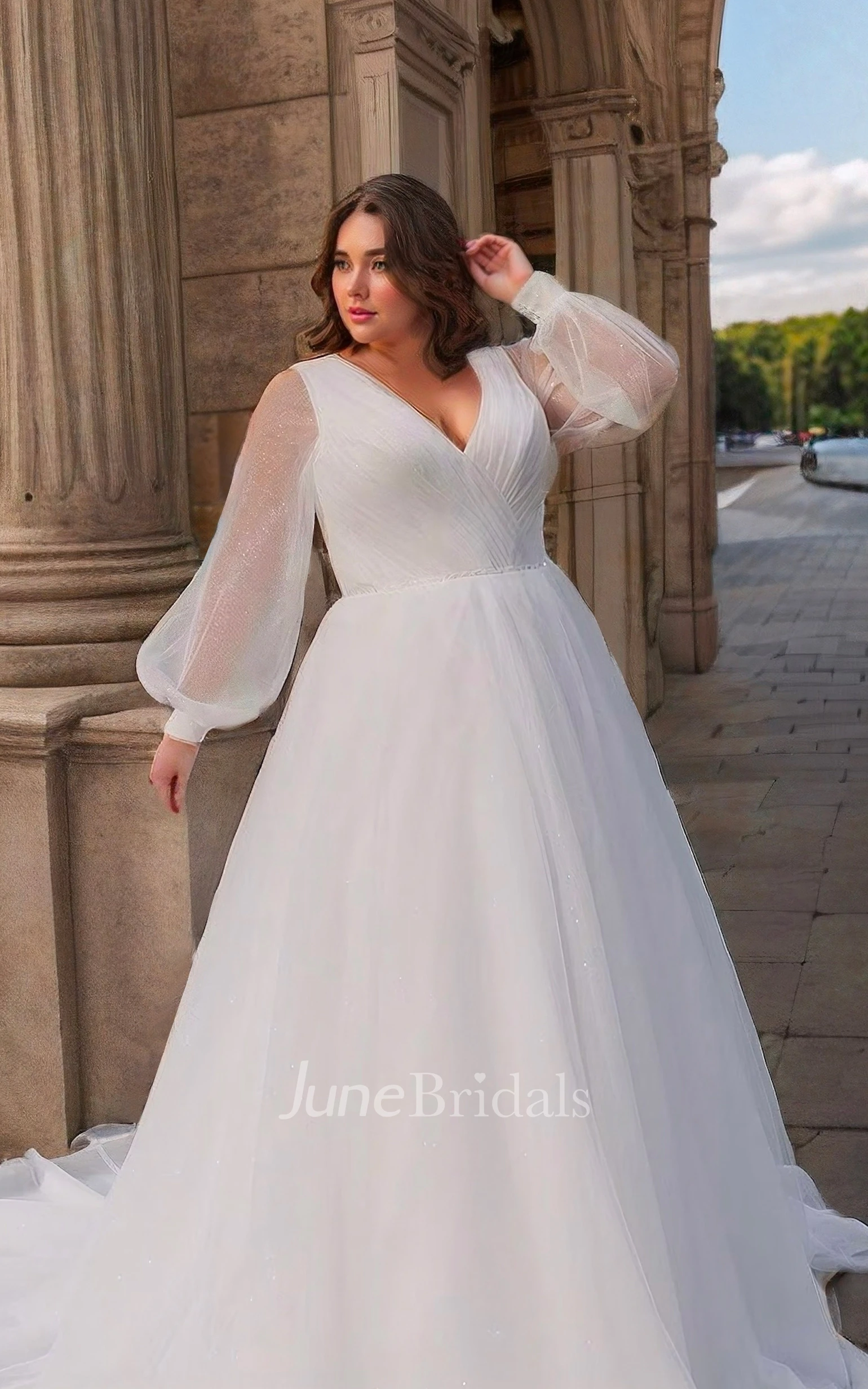 Casual plus size sale wedding dresses with sleeves