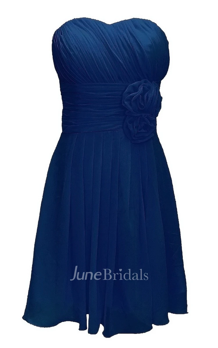 Delicate Sweetheart Short Dress With Floral Band