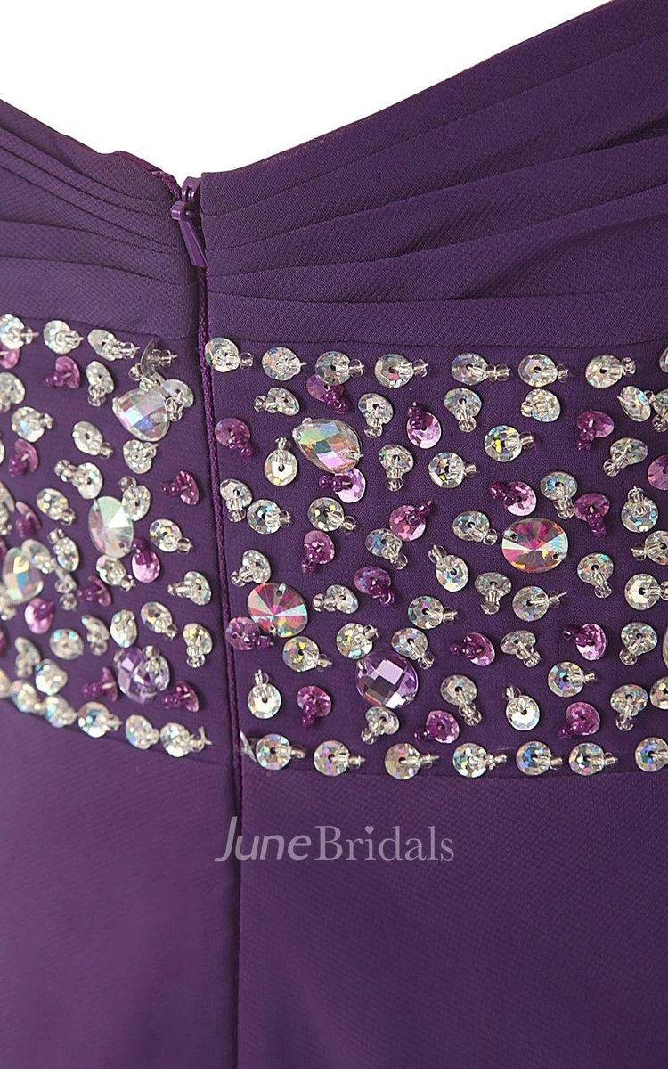 Sweetheart Empire High-low Chiffon Dress With Sequins