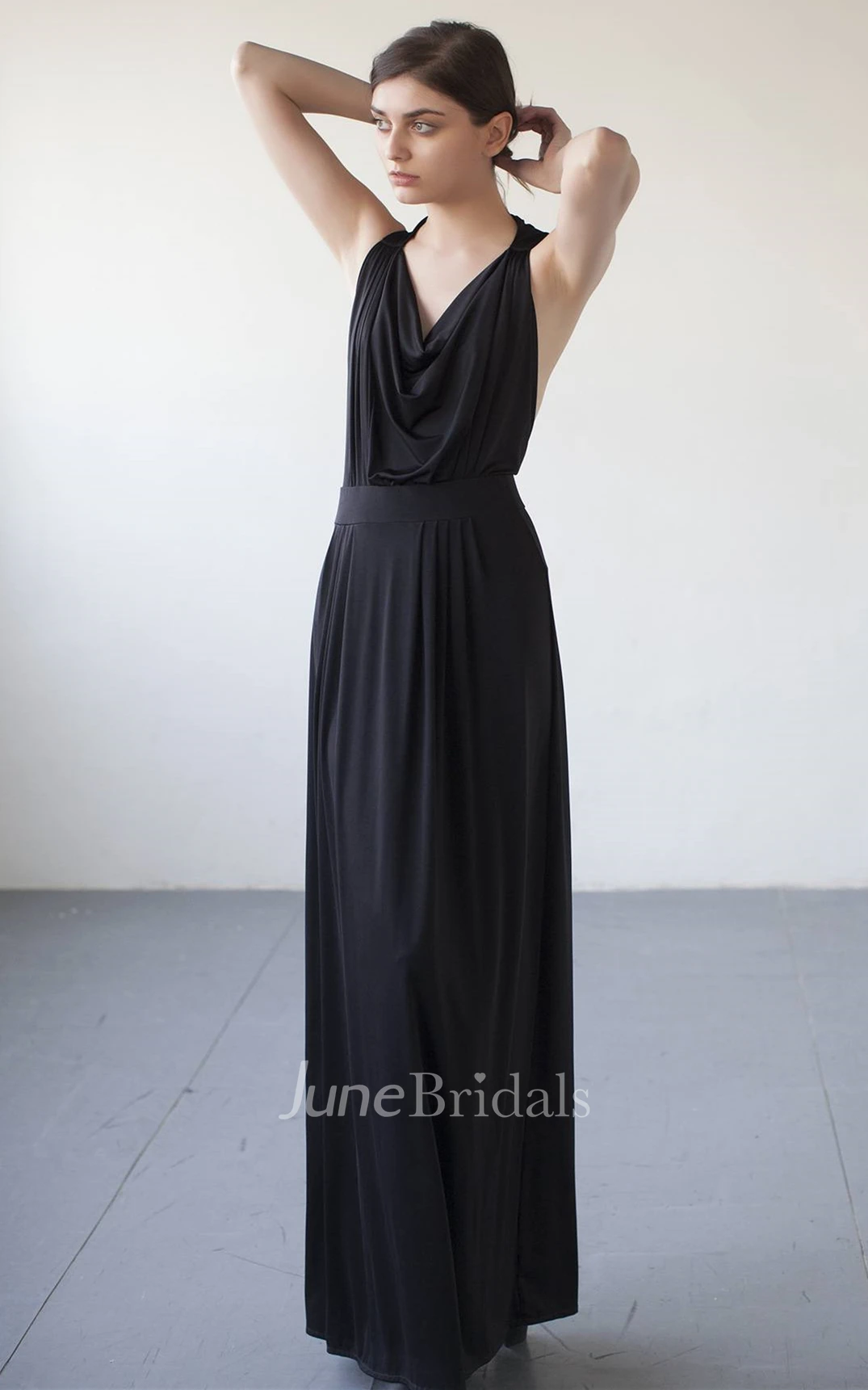 Sleeveless Casual A Line V-neck Prom Jersey Dress