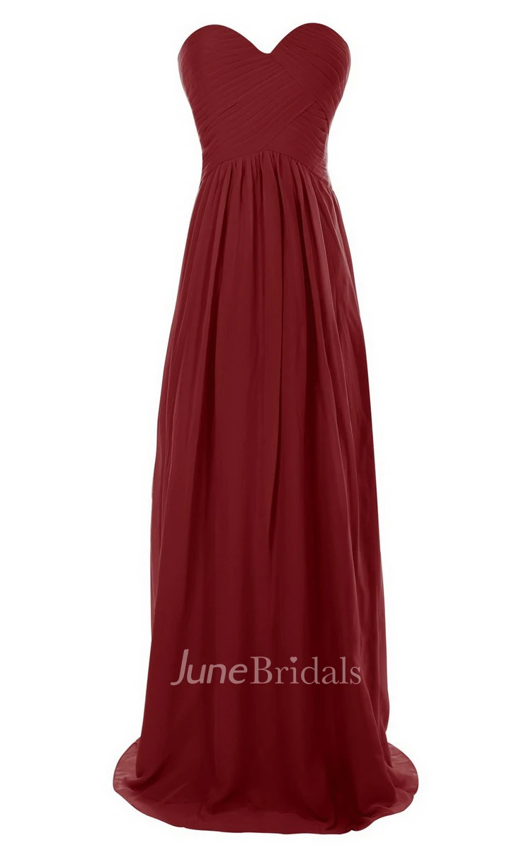 Sweetheart Long Chiffon Gown With Crisscross Ruching