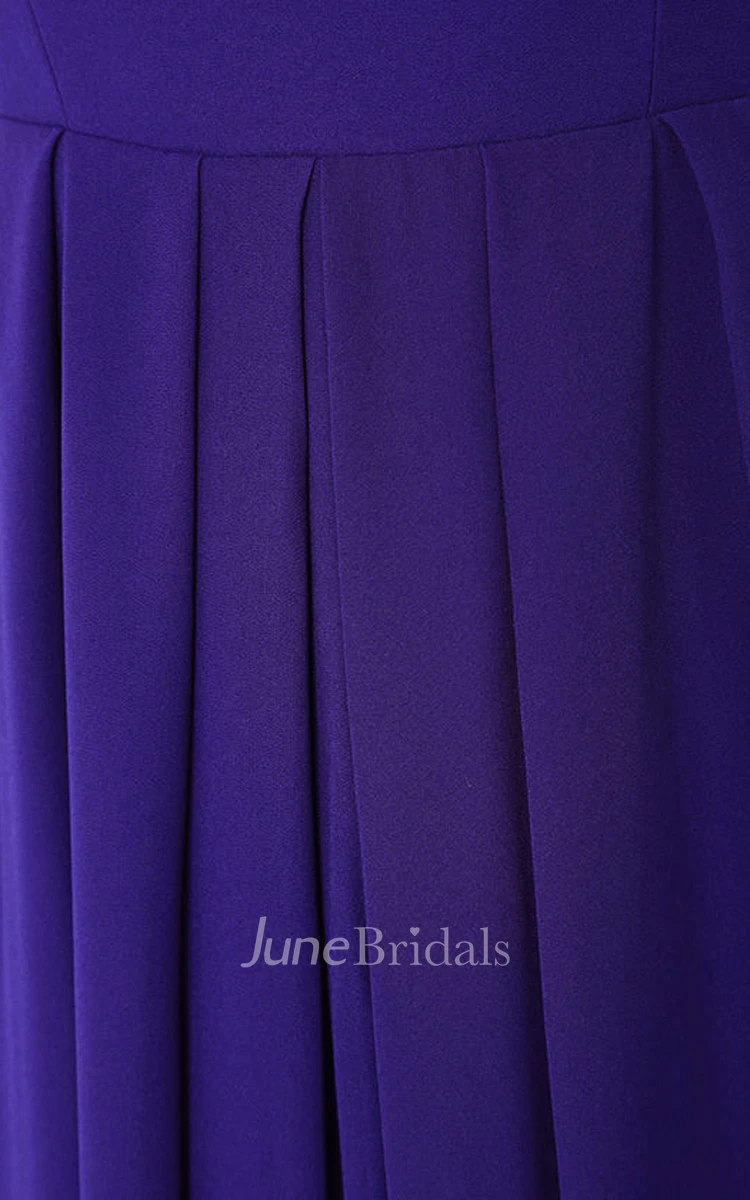 Simple Sleeveless V-Neck A-Line Chiffon Long Dress With Front Split