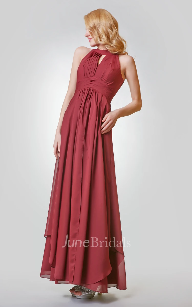 Halter Empire Long Bridesmaid Dress