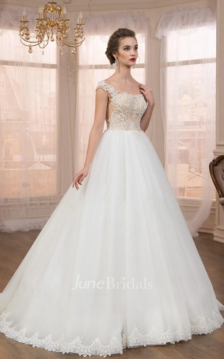 Sleeveless Sleeve Tulle Lace Weddig Dress