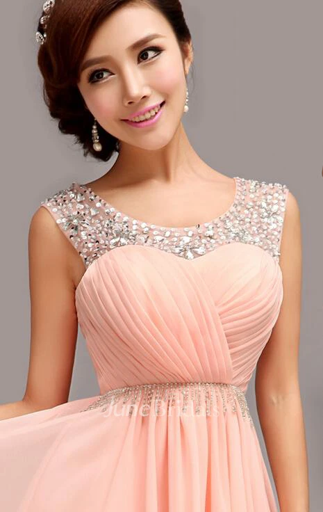 Glamorous Sleeveless Short Chiffon Homecoming Dress With Beadings