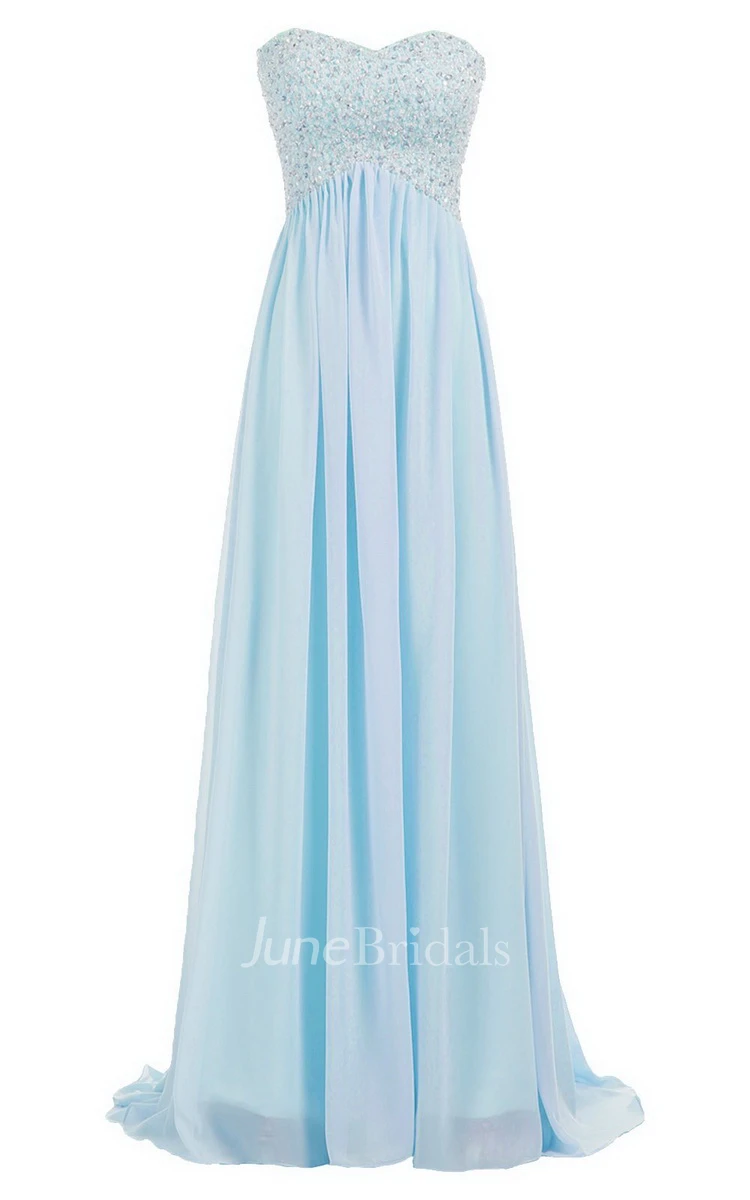 Sweetheart Empire Long Gown With Sequined Bodice