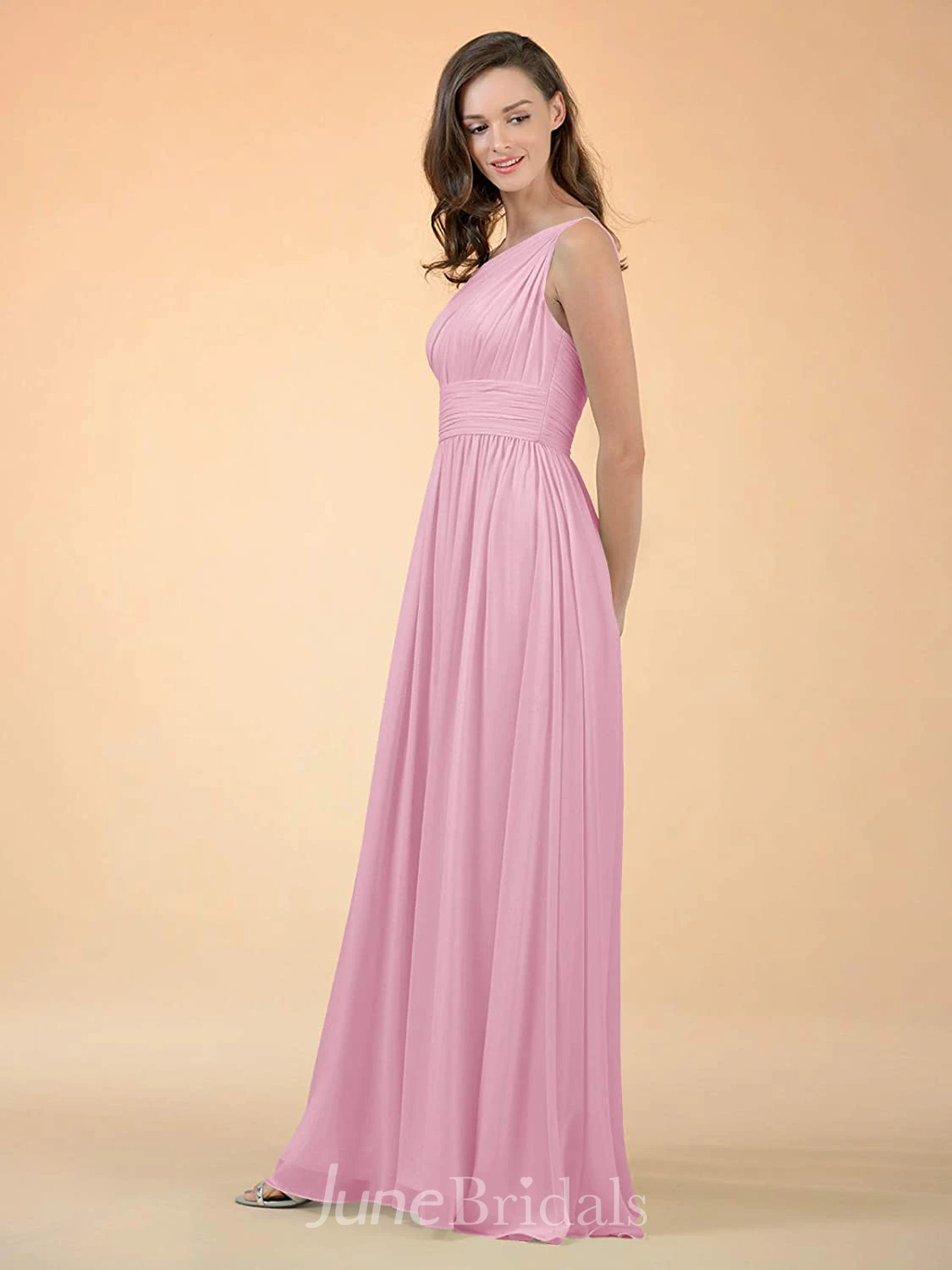 Modern A Line One-shoulder Chiffon Sleeveless Bridesmaid Dress