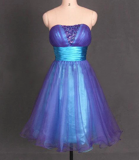 Short Tulle&Satin Dress With Beading&Sequins