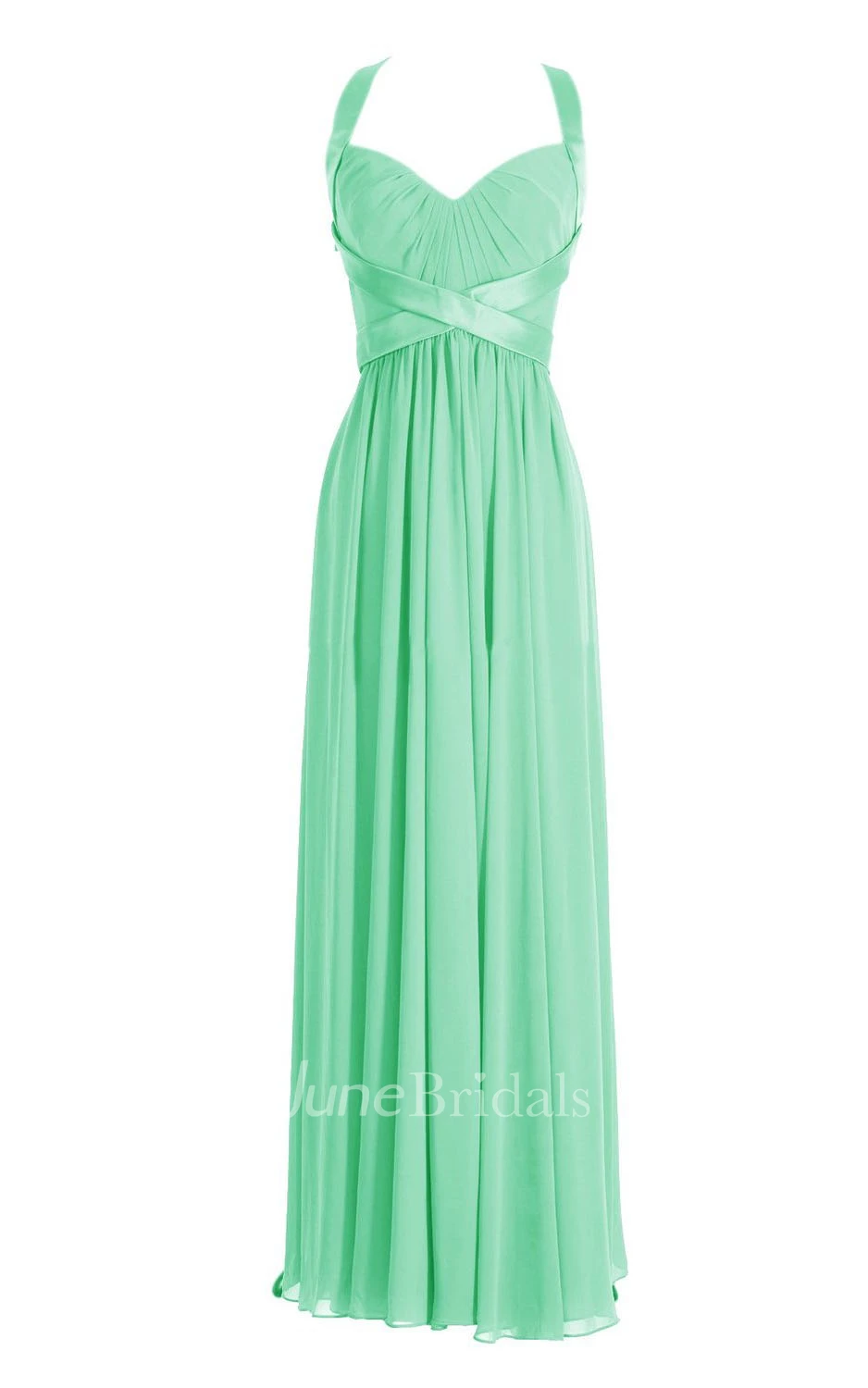 Sleeveless Ruched Bodice Long Pleated Chiffon Dress