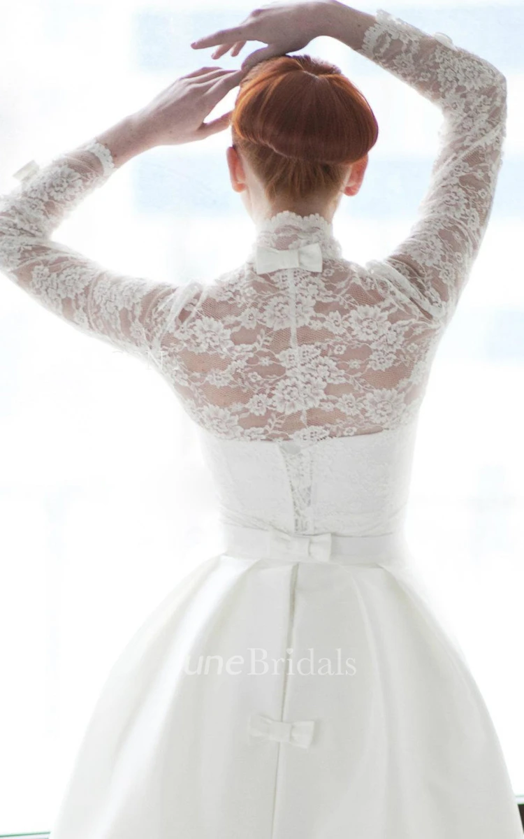 Long Sleeve Lace Weddig Dress With Bolero