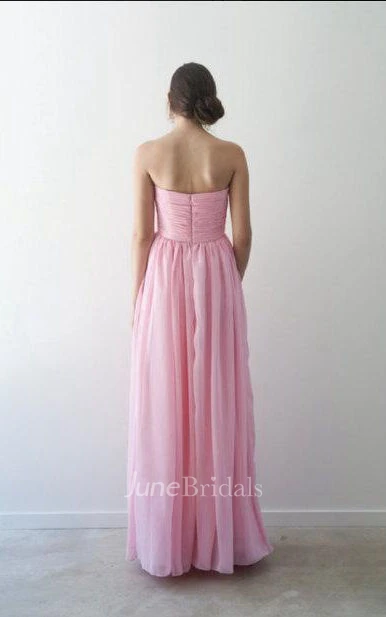 Chiffon Empire Strapless Dress With Pleats