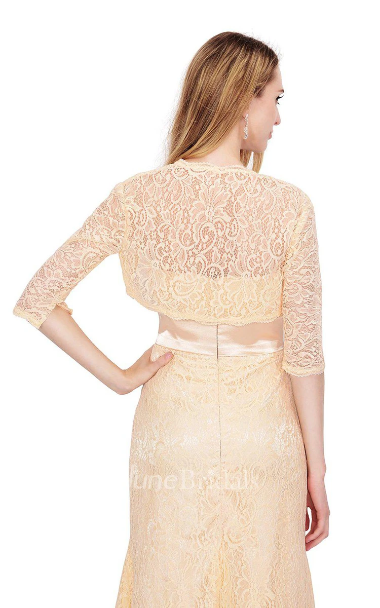 Strapless Lace Long Dress With Matching Jacket