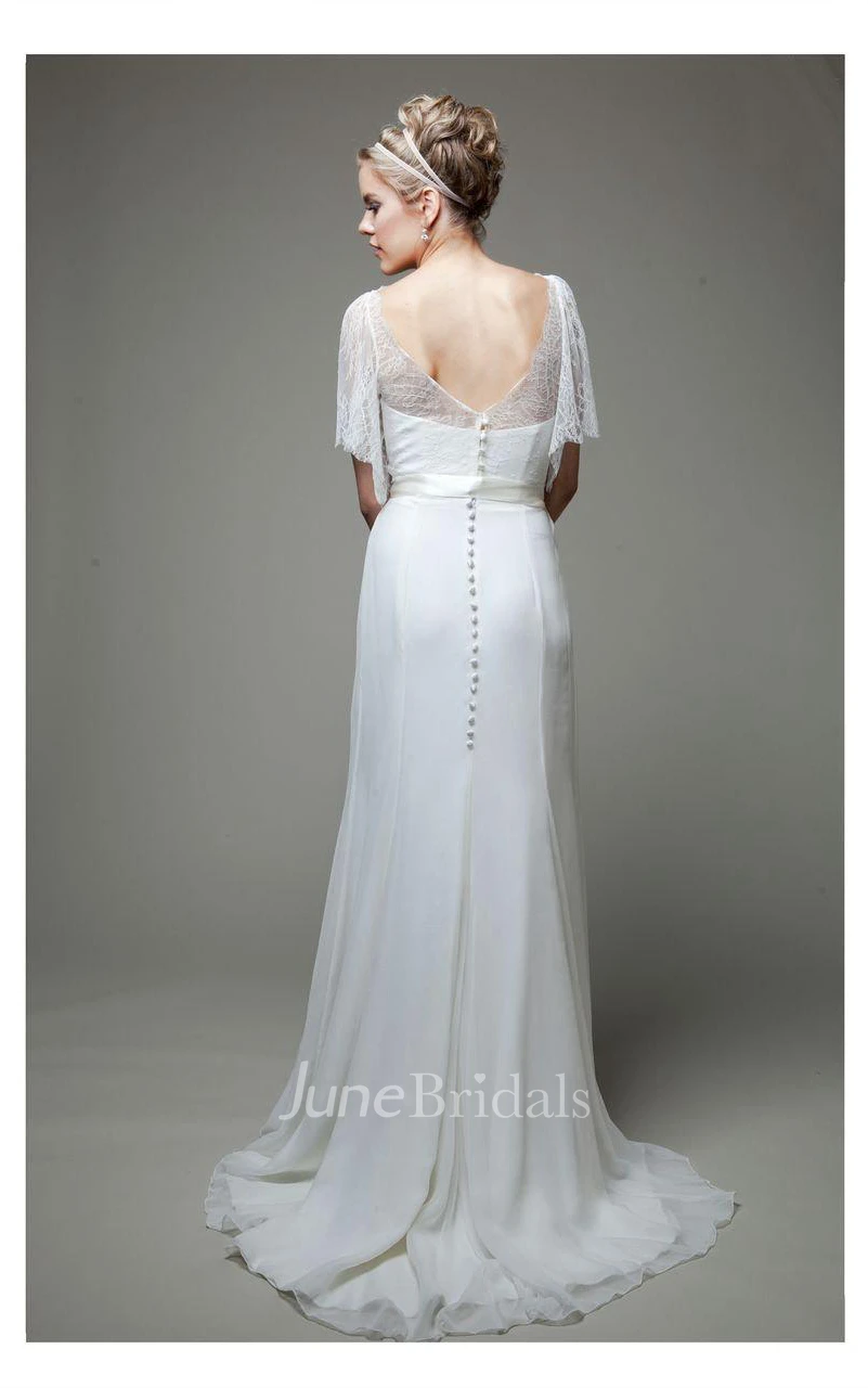 Boho Wedding Gown Soft Lace Bodice With Chiffon Skirt