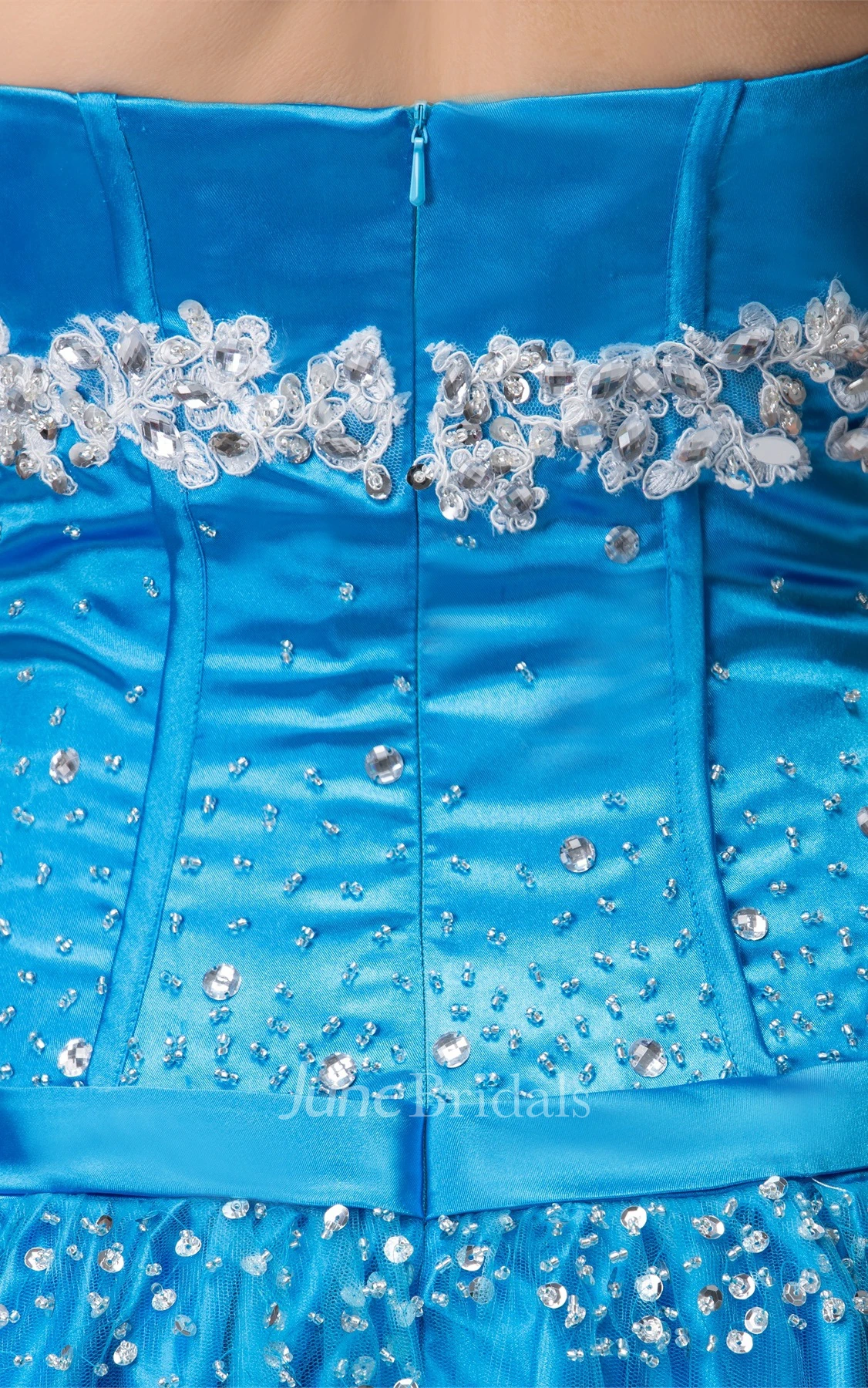 Plunged Sleeveless A-Line Dress with Beading and Broach