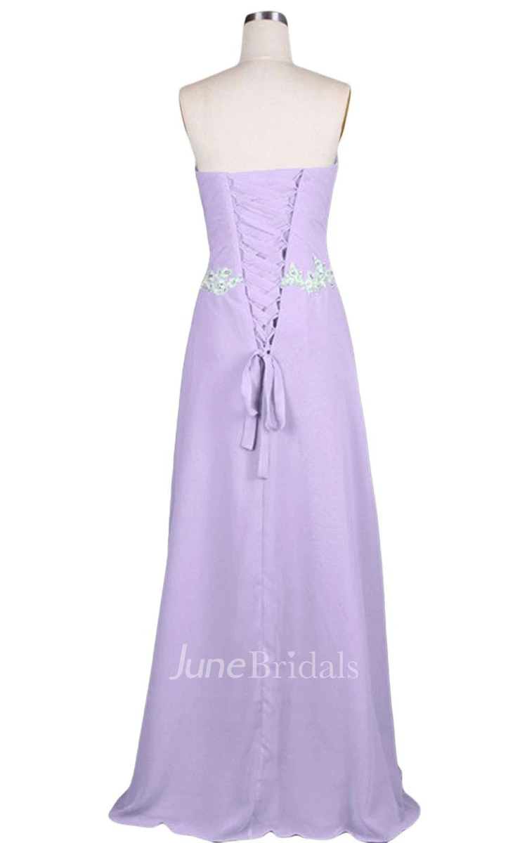 Sweetheart Pleated Beaded A-line Gown With Lace-up Back