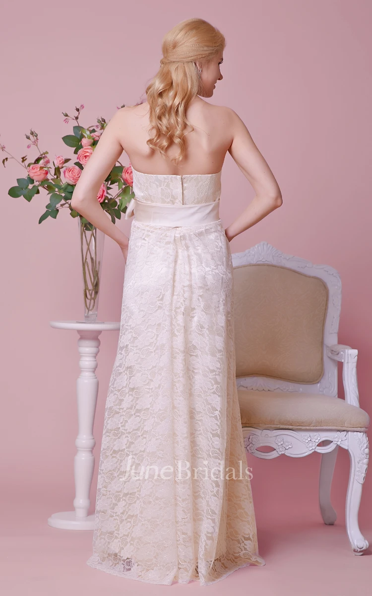 Sweetheart Allover Lace Maternity Wedding Dress With Satin Bow and Removable Jacket