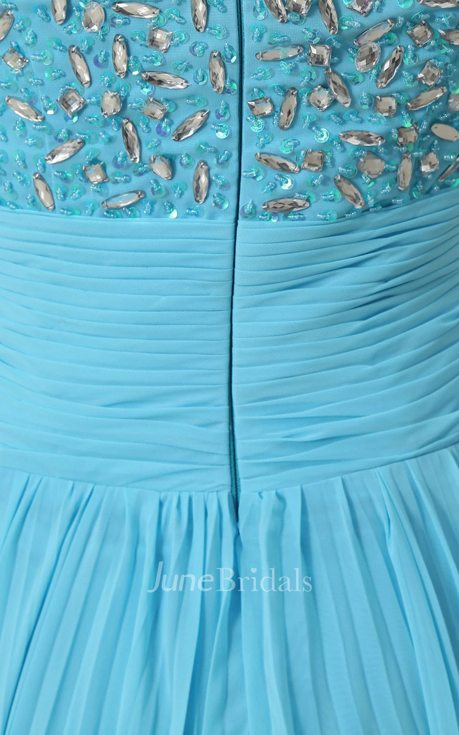 Chiffon Sleeveless A-Line Pleated Dress With Beaded Bodice