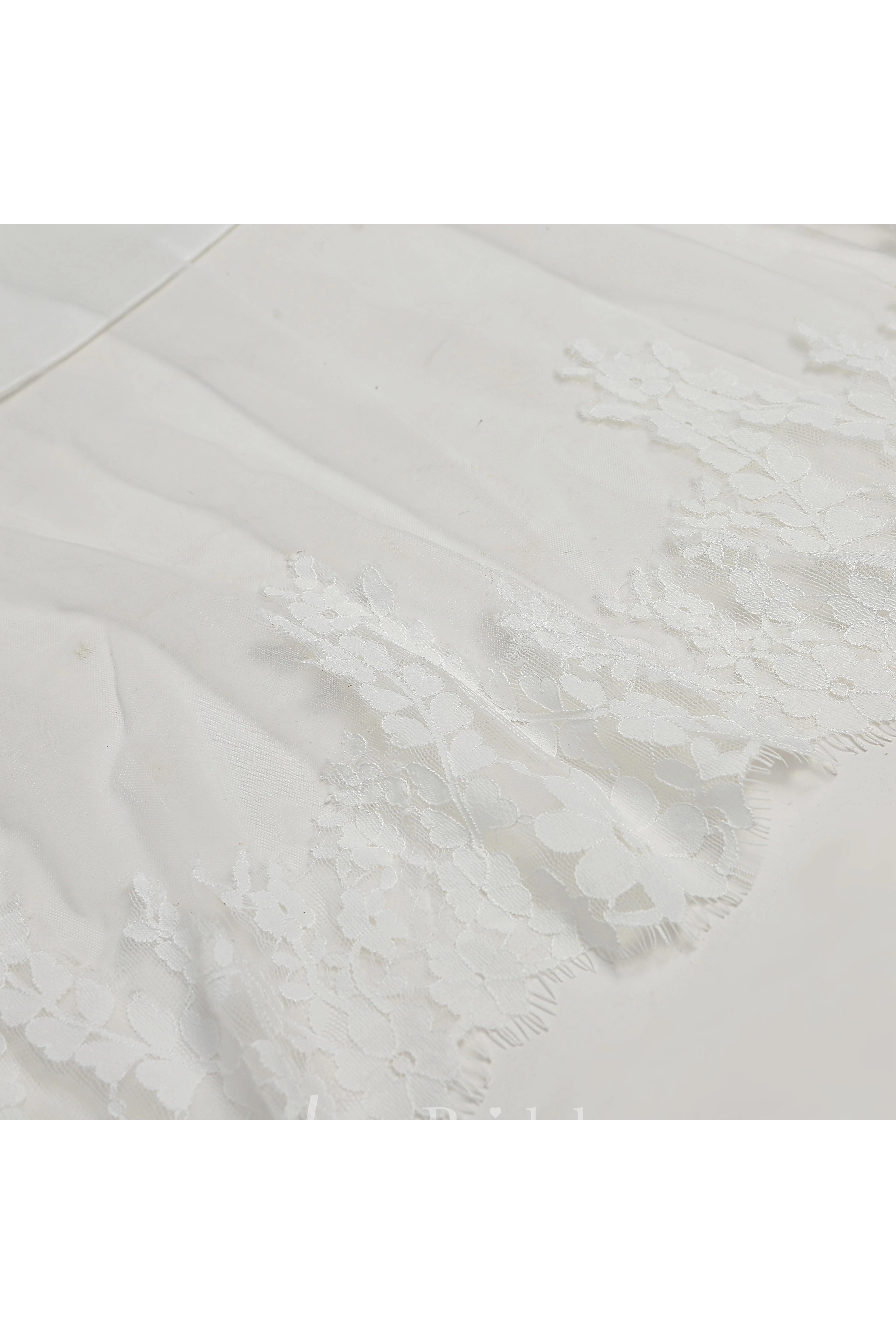 Floor-length Court Train A-line Off-the-shoulder Bell Illusion Long Sleeve Low-V Back Tulle Weeding Dress