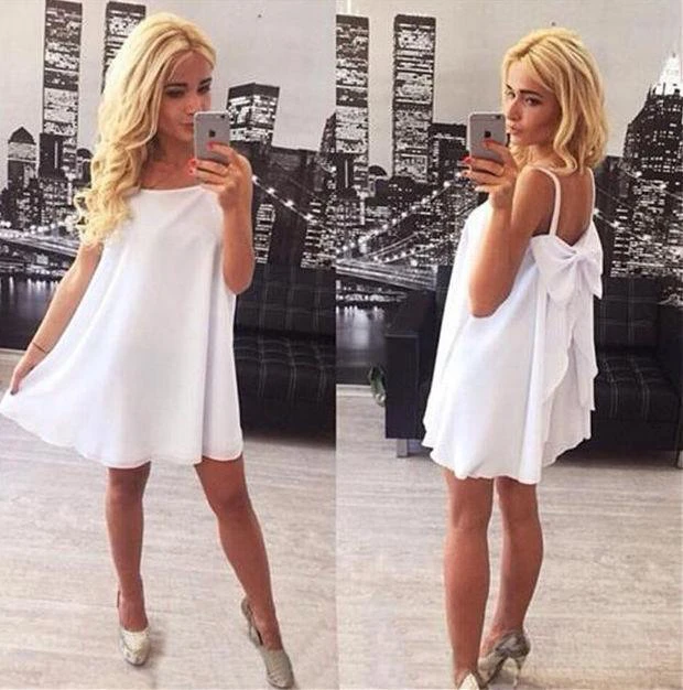 Modern Spaghetti Strap Short Cocktail Dress Chiffon Sleeveless